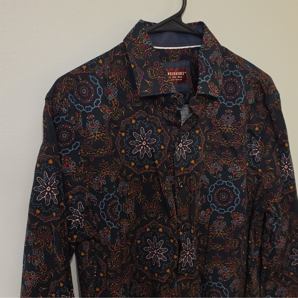 Consequence Men's Woven Cotton/Spandex Stretch LS Paisley Button-Up #272 - Picture 3 of 9